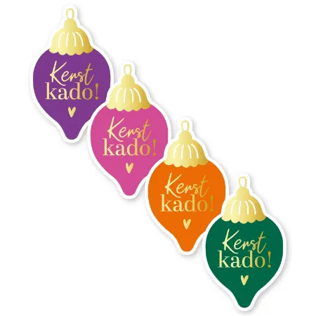 KP® Stickers 38,5x63mm - Kerst kado (4 varianten) 250p/r