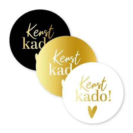 KP® Stickers D50mm - Kerst kado (3 varianten) 250p/r