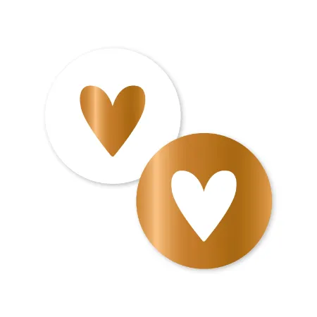 KP® Stickers D40mm - Hartjes (brons) (2 varianten) 250p/r