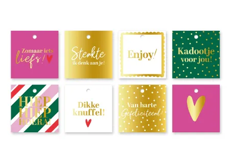 KP® Cadeaulabels 60x60mm Voordeelbox Najaar 2026 - 8 dessins