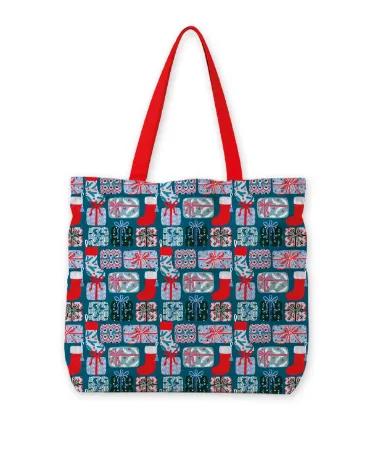 KP® Canvas tas - Xmas gifts blue 48x15x38cm