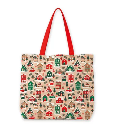 KP® Canvas tas - Winter houses 48x15x38cm
