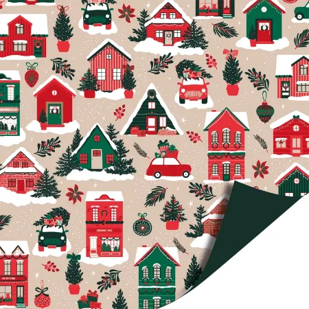 Afbeeldingen van KP® Cadeaupapier 30cm 100m - Winter houses