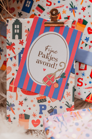 KP® Wenskaarten A6 - Fijne pakjesavond (stripes) - 10 stuks