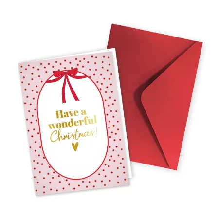 KP® Wenskaarten gevouwen - Have a wonderful Christmas (roze) - 5 stuks