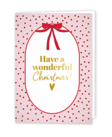 KP® Wenskaarten gevouwen - Have a wonderful Christmas (roze) - 5 stuks