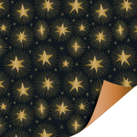 Afbeeldingen van KP® Cadeaupapier 50cm 100m - Stargazing black/gold